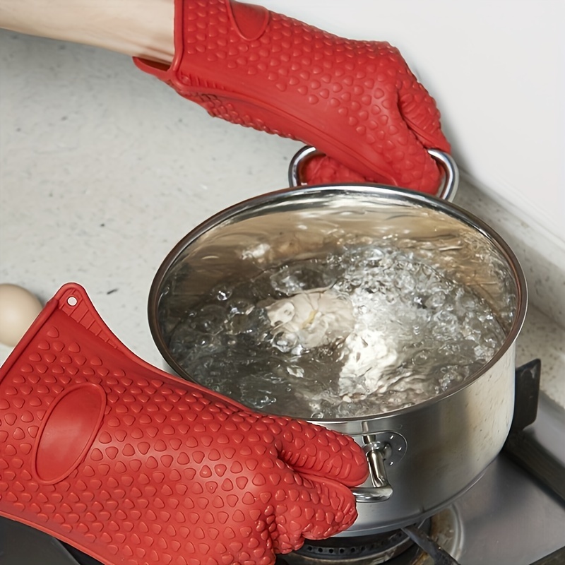 

1 Pair Silicone Kitchen Mitts - Heat Resistant, Non-slip Cooking Mittens For Bbq, Baking, Cleaning - Easy Clean, Durable Hand Protection