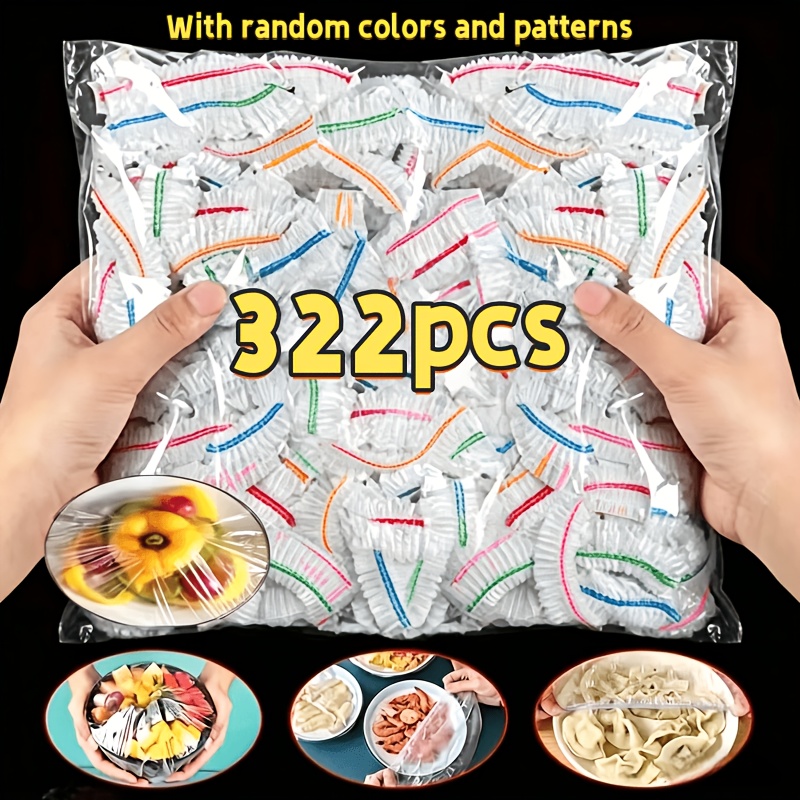 Image of 322pcs Disposable Fresh-keeping Film Covers, A Practical Tool For Preserving Food, Thickened Elastic Food Cover, Food-grade Disposable Fresh-keeping Cover For Kitchen Storage Items And Supplies