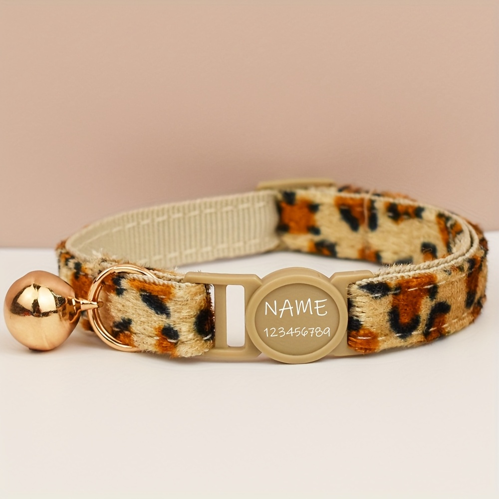 TEMU Customized Personalized Printed Colorful Cat Collar With A Cute Bell, Durable And Wear-resistant Pet Accessory. Fashionable Adjustable Safety