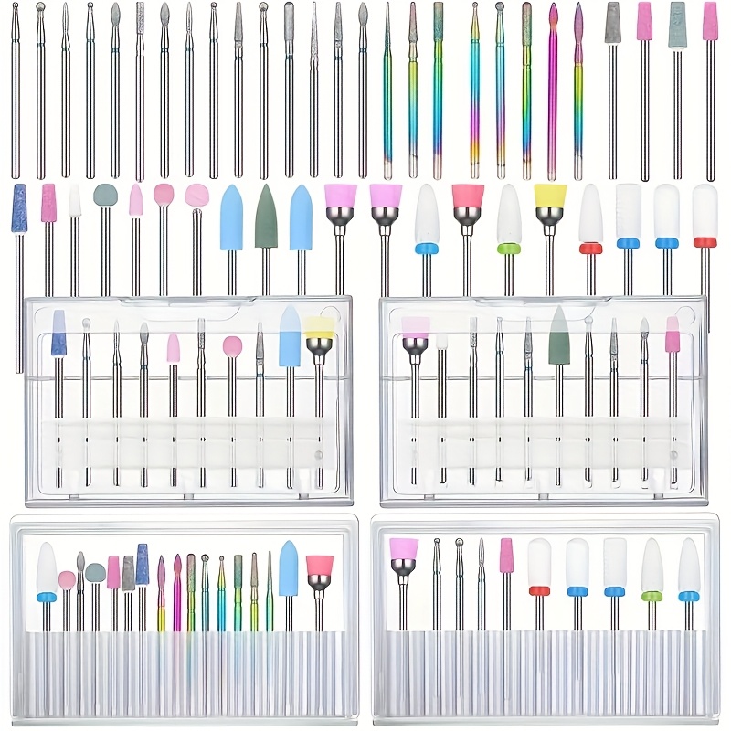 47pcs Nail Grinding Heads, Ceramic Nail Drill Bits, Suitable For Acrylic Gel Pedicure Devices, Nail Grinding Tools