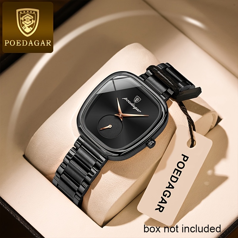 POEDAGAR Ultra-thin Stainless Steel Square Waterproof Quartz Wristwatch | Elegant and Exquisite Korean Style, Fashionable Luxury Ladies Watch with Non-rechargeable Battery