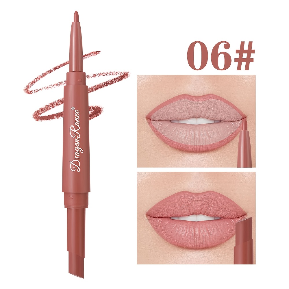 Dual-ended Lip Liner And Lipstick, Matte Velvet Lip Pencil, Easy To Apply, , European And Nude , Lining Pencil Lipstick Pen