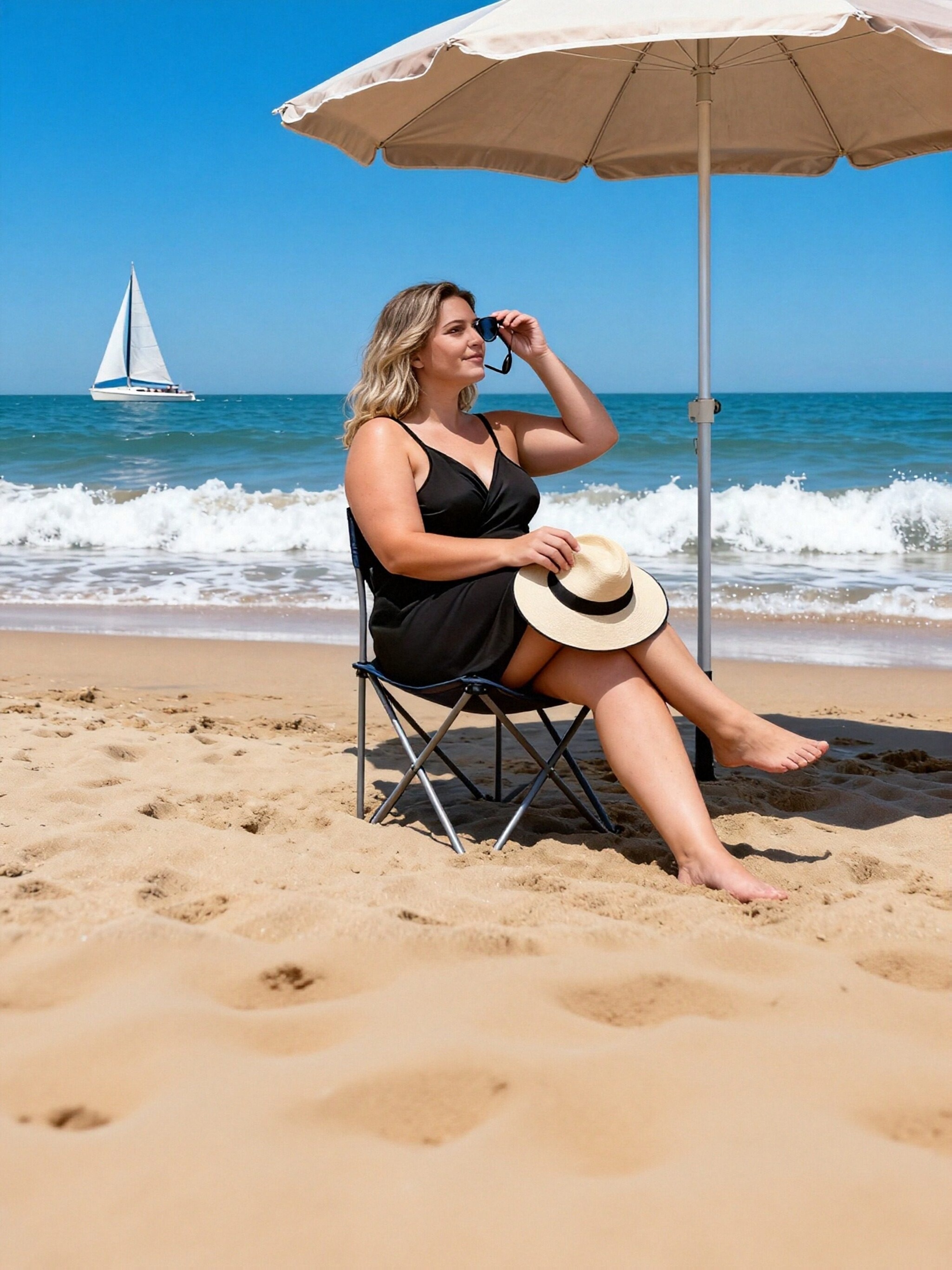 plus size beach wrap cover up dress Ora Front Pocket Dress in Beige | Plus Size Dresses main image 0