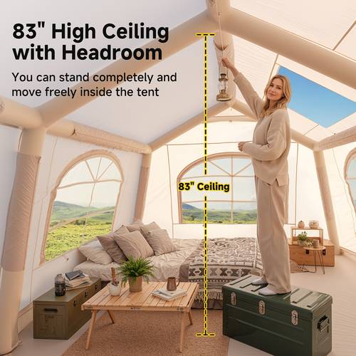 6 12 person style inflatable camping tent with manual pump large mesh windows and curtain divider use easy setup ideal for groups and families
