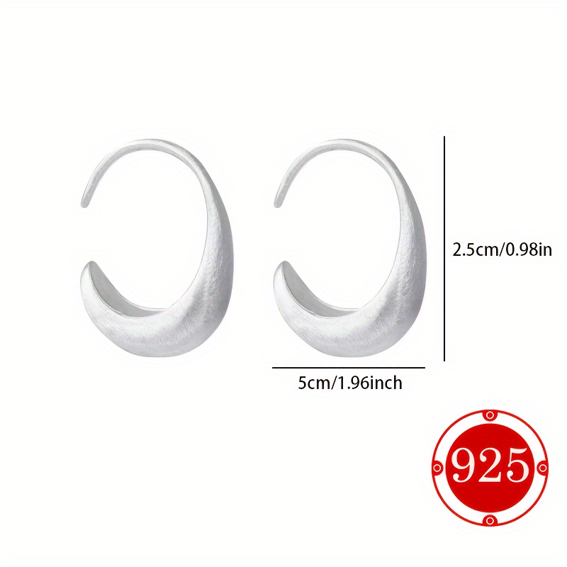 925 Silver Stud Earrings Geometric Arc Hook Perfect Daily Wear