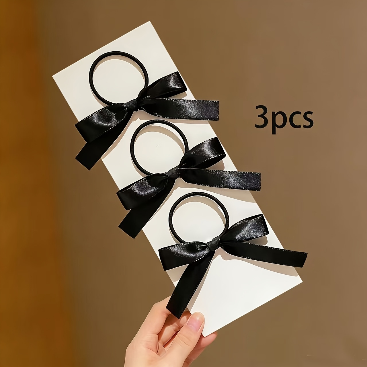 TEMU Set Of 3 Women's Black Bow Headbands - Made From Soft Fabric, Safe And Durable, Featuring A And Stylish , Suitable For Everyday Wear, A Perfect