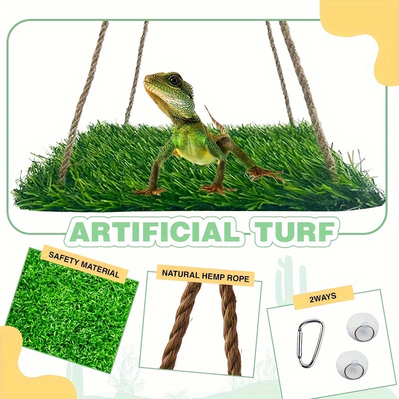 Reptile Hammock Swing Hanging Bed with PP Grass Pad