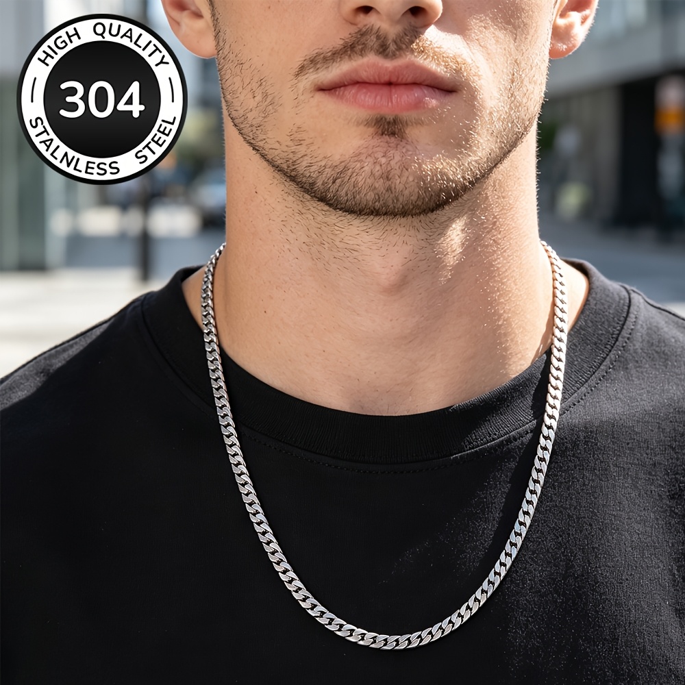 Men's Cuban Link Chain Necklace in Polished 304 Stainless Steel