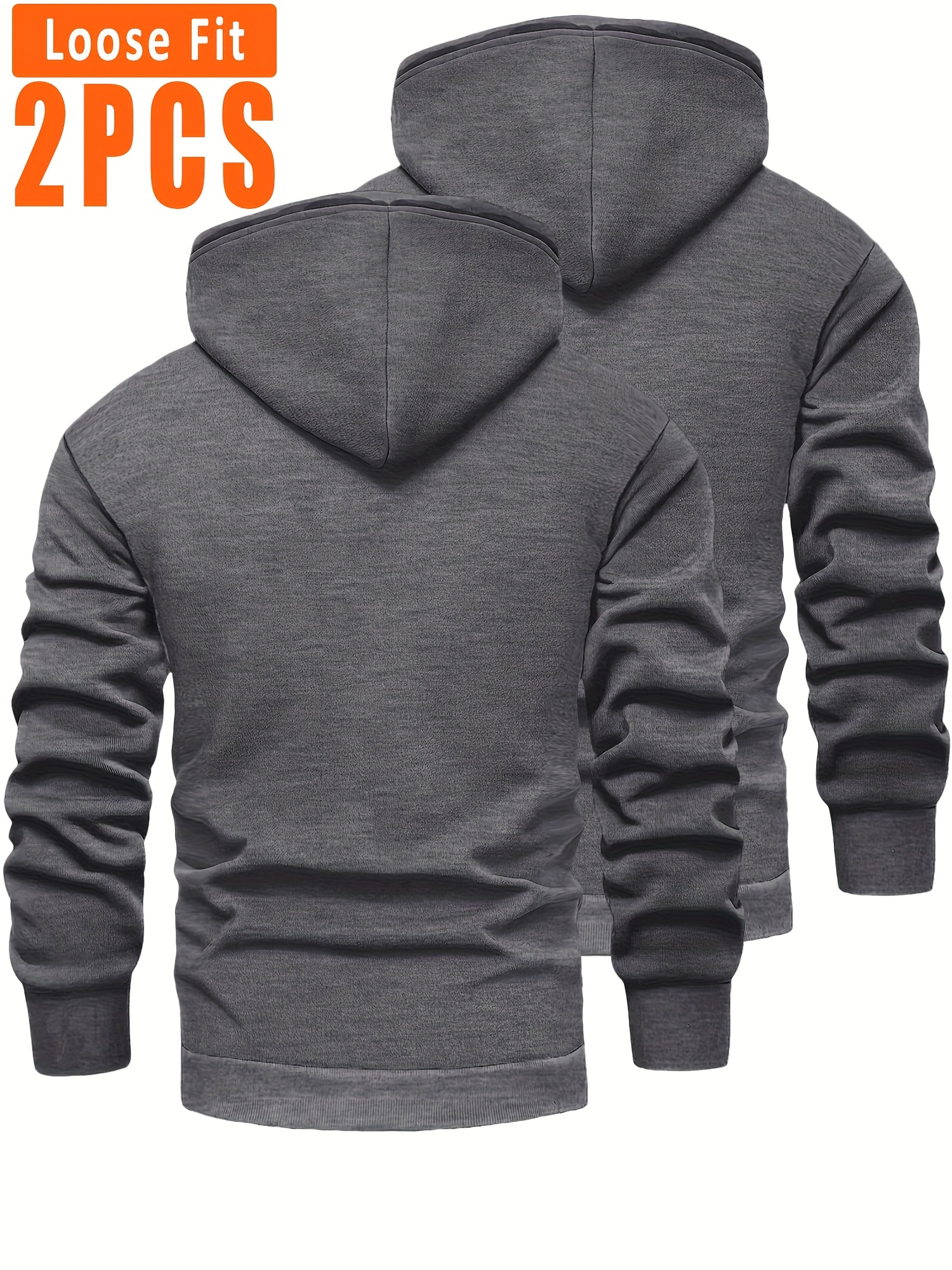 2 stuks Heren Fleece-gevoerde Hoodies - Dikke Winter Pullovers met Kangaroo Zak
