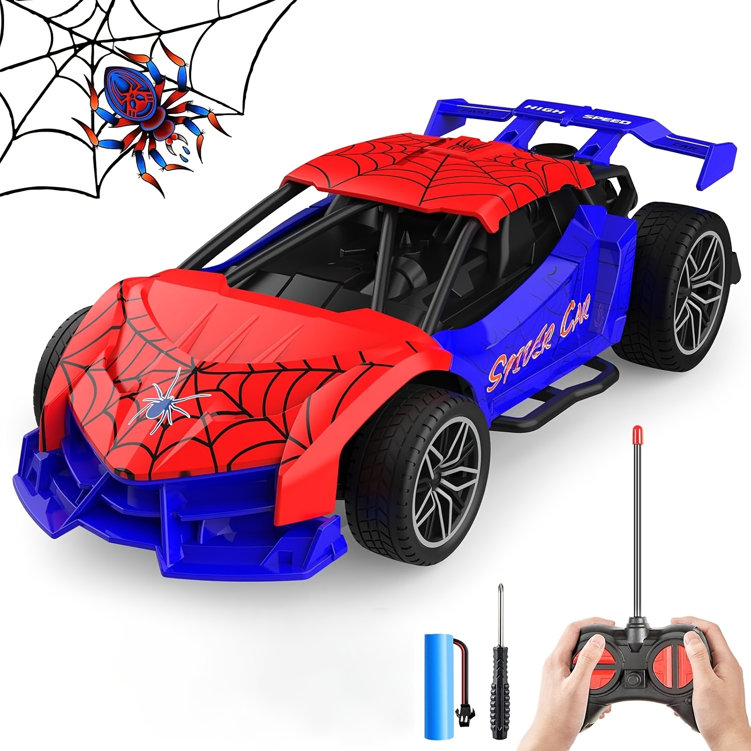 

Rechargeable Remote Control Car Toys, 1:24 Scale Mini Rc Cars With Light And Spray , Ideal Christmas Birthday Gift For Boys And Girls 3-8, Red Blue