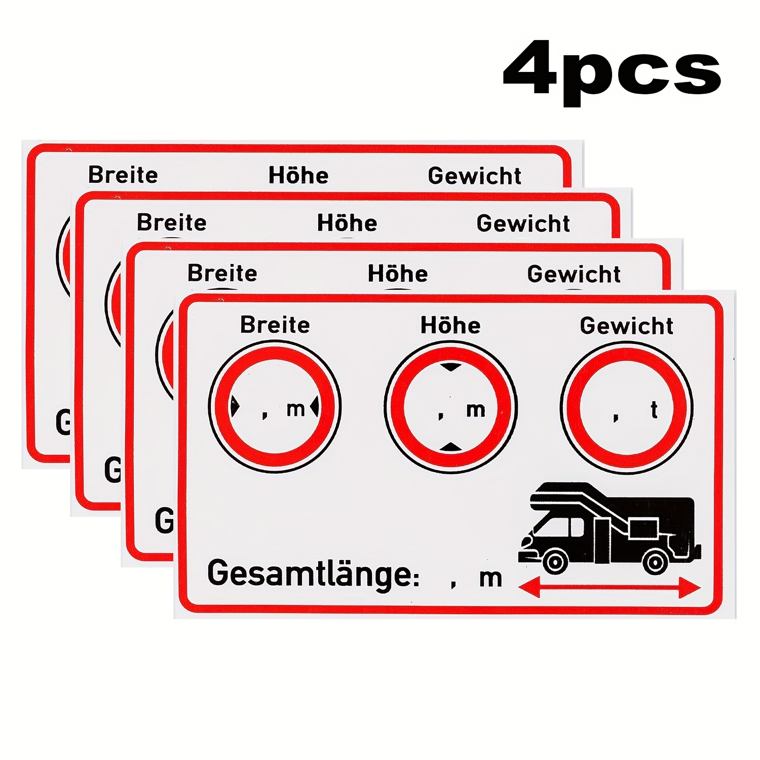 Image of 4pcs, German Cabin Pvc Sticker Set, 10 X 6cm, Camping Cart Sticker Vehicle Size Long X Weight, Rv Accessories Decals - Car Self-adhesive Safety Stickers