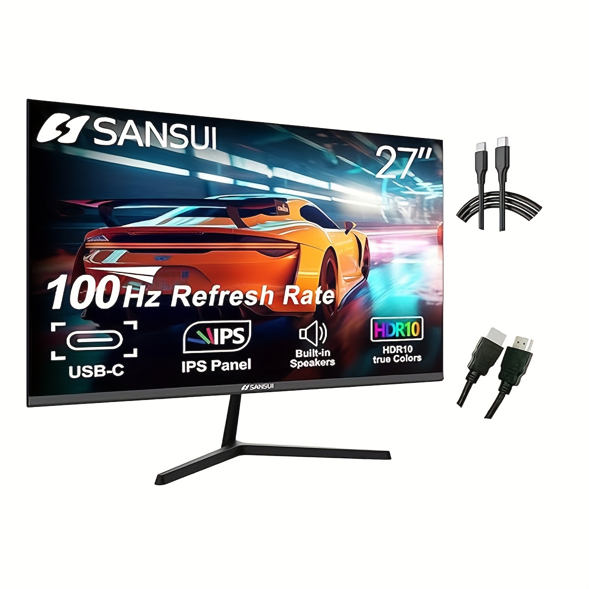 

Sansui Computer Monitors 27 Inch 100hz Ips Usb Type-c Fhd 1080p Hdr10 Built-in Speakers Hdtv Dp Game Rts/fps Tilt Adjustable For Working And Gaming (es-27x3 Type-c Cable & Hdtv Cable Included)