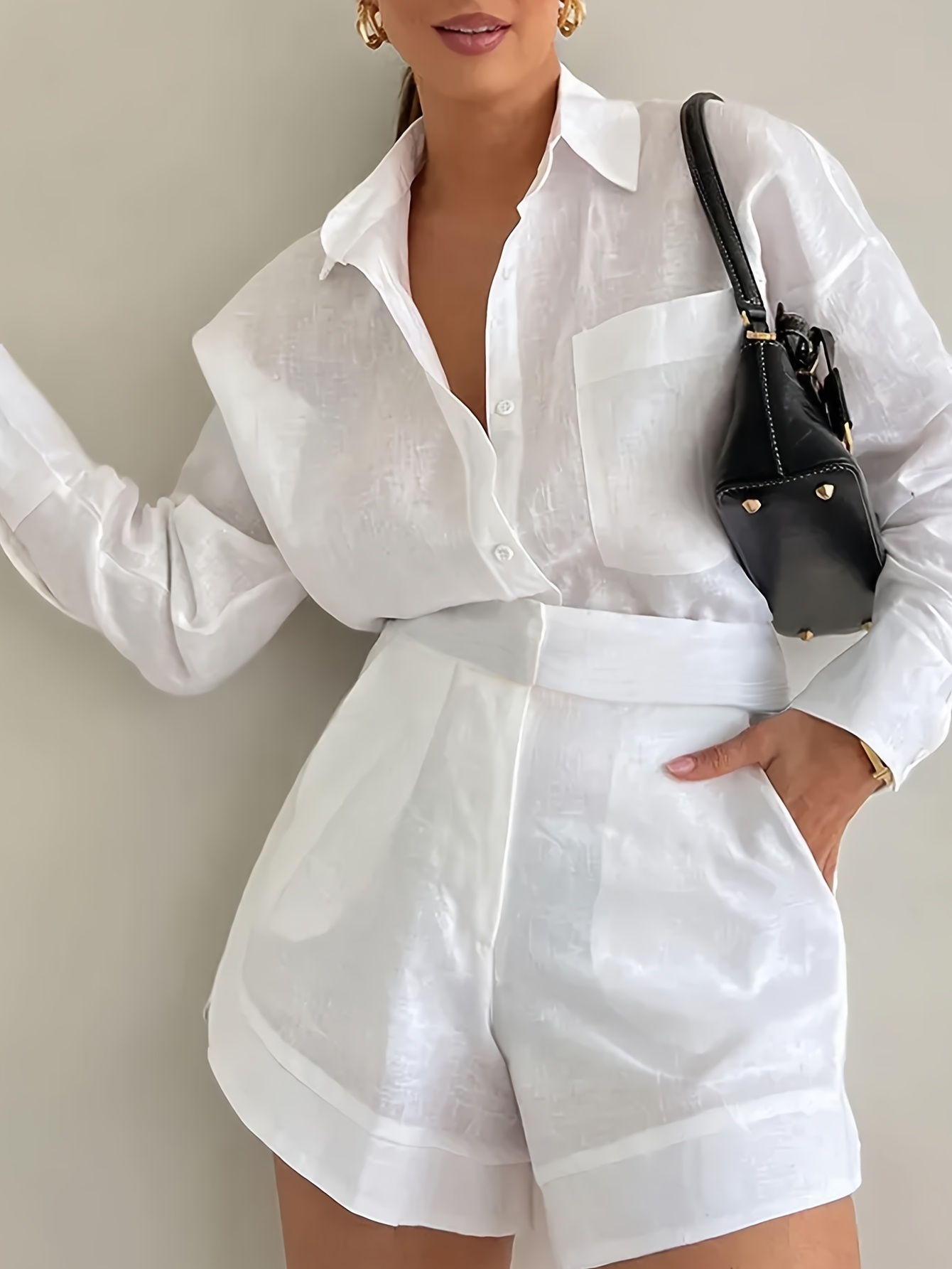 Chemise Blanche Avec Short Femme Chemise Femme Style Short Chemise