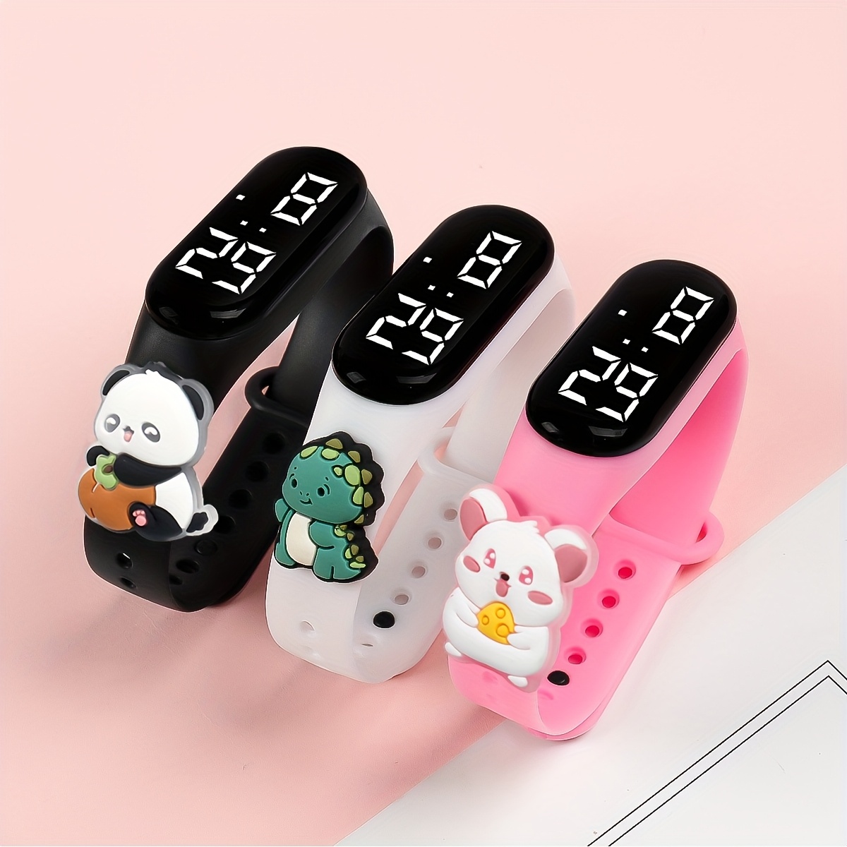 3pcs Cute Watch Set Cartoon Led Bracelet Watch Case
