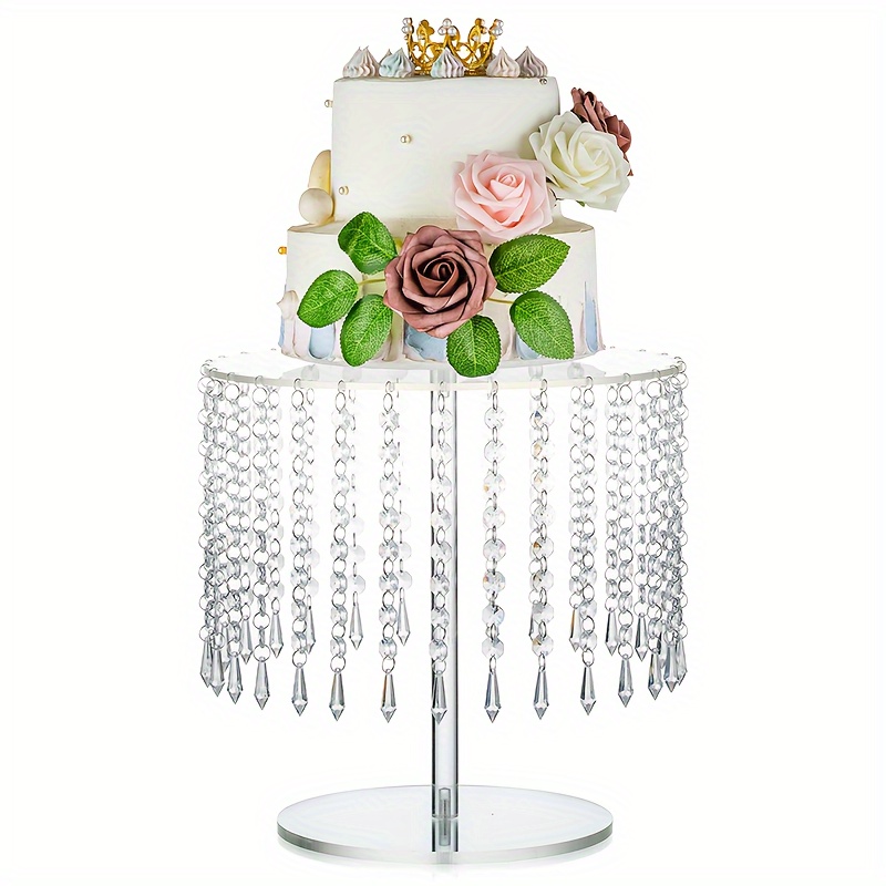 TEMU A Round Acrylic Cake Stand: A 12.2-inch Diameter Transparent Cupcake Display Plate For Afternoon Tea Desserts, Featuring A Crystal Chandelier,