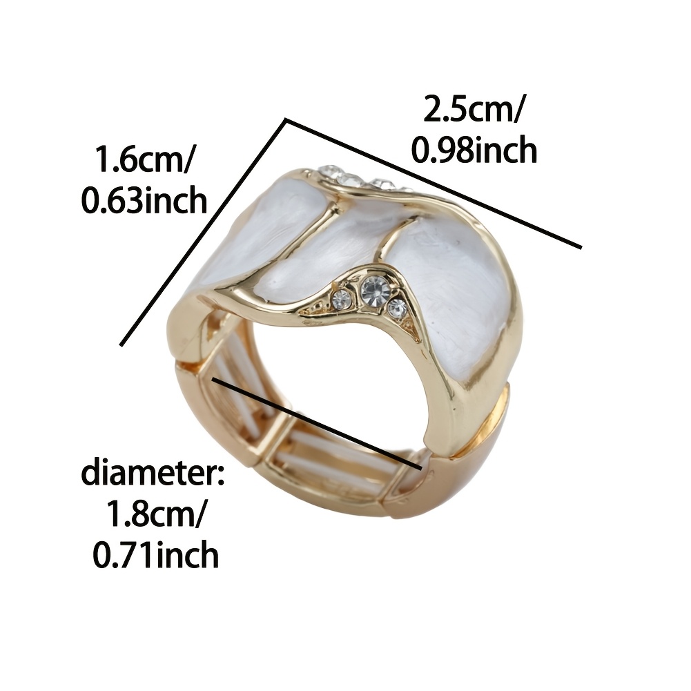 Women's Cringcoco Golden Plated Wavy Wide Statement Ring