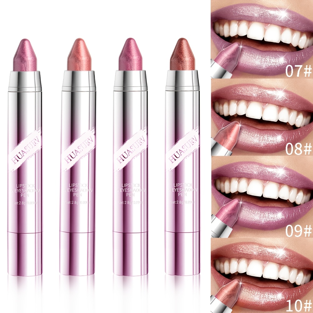 Image of [valentine's Day Gift][holiday Gifts][4pcs]huasurv Lipstick Eyeshadow Pen Moisturizing And Hydrating Fine Glitter Eyeshadow Lipstick Hs2983-4pcs