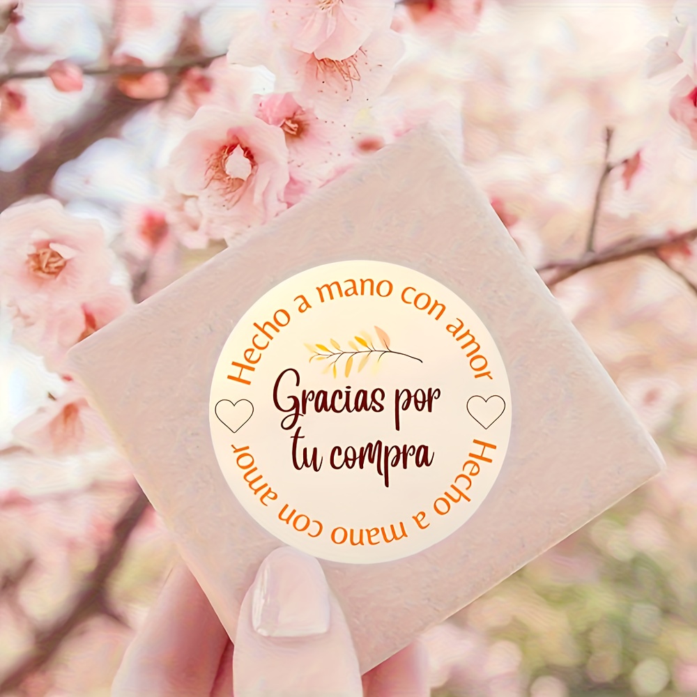 TEMU 108 pegatinas redondas de agradecimiento en español - Hechas a , diseñadas para apreciar tu compra, multicolor, ideales para envolver regalos y