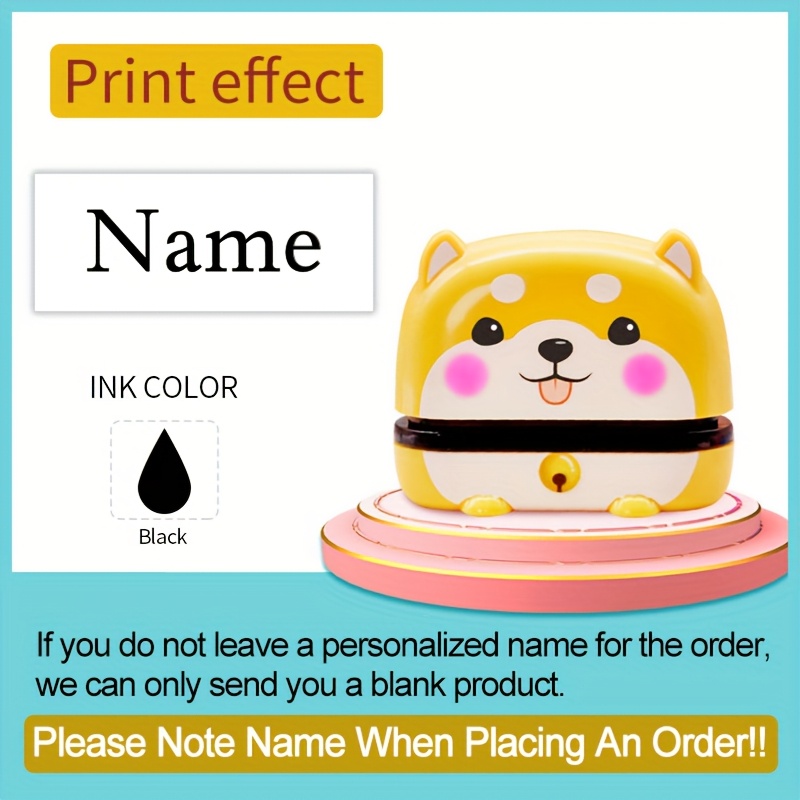 Image of 1pc Customizable Cute Cartoon Yellow Puppy Stamps - Personalized Name Rectangular Abs Stamp With Adorable For Envelopes, Letters, And Gifts, Dog Stamps, Gift Packaging, Design, Chemicalfree Material