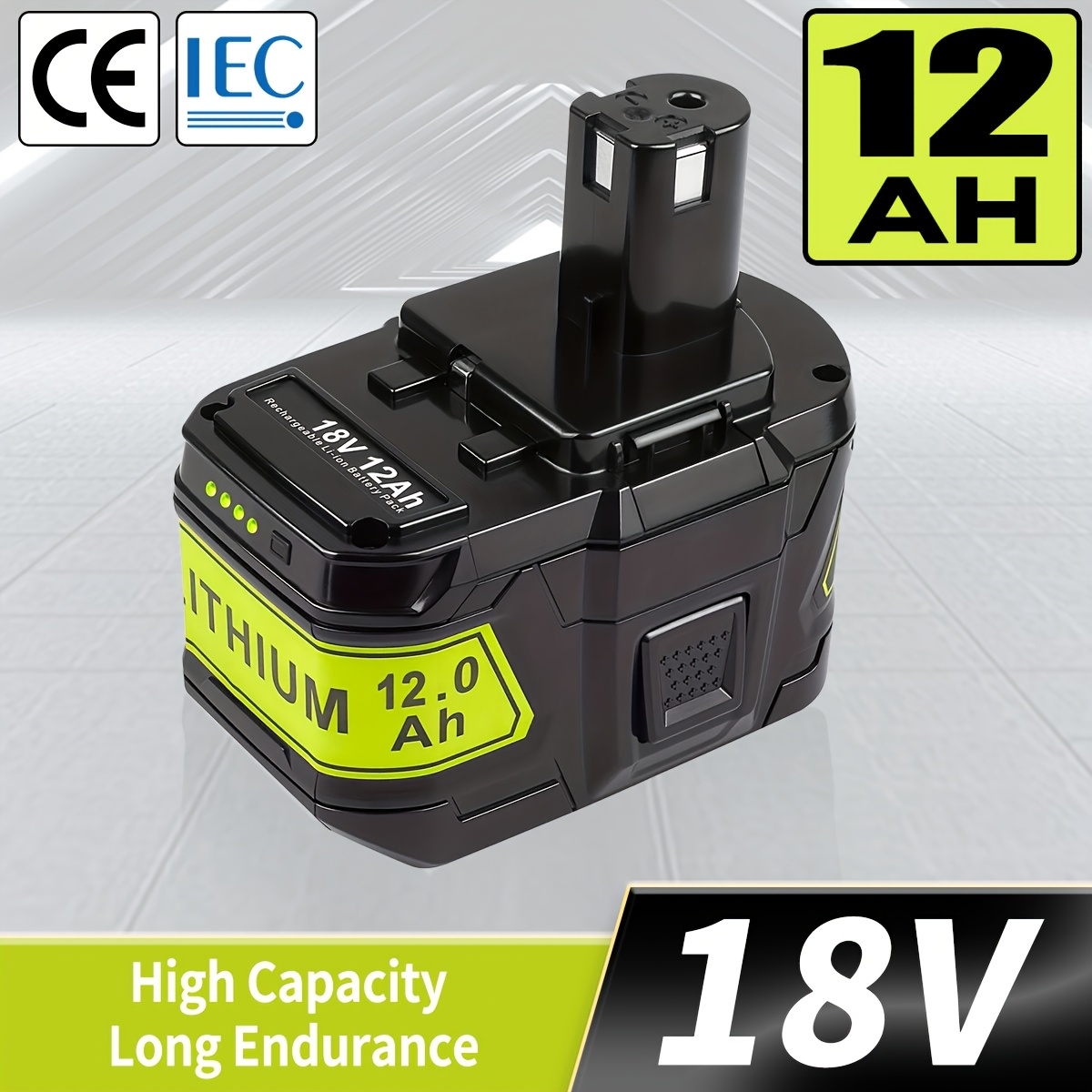 E-shop Verbesserte 12.0Ah 18V Batterie-Ersatz für Ryobi 18V Lithium-Ionen-Batterie 18 Volt Batterien für Ryobi One+ Plus 18V Kabellose Werkzeuge P109