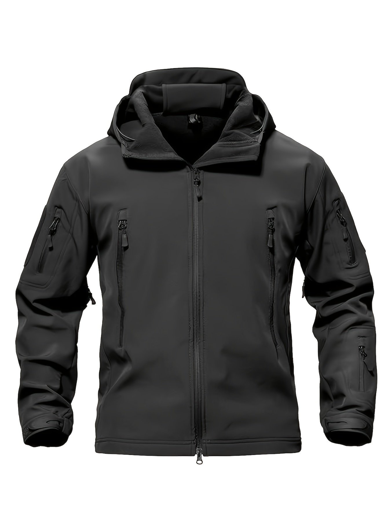 Men's Soft Shell Jacket for Winter, Hooded Tactical Training Wear