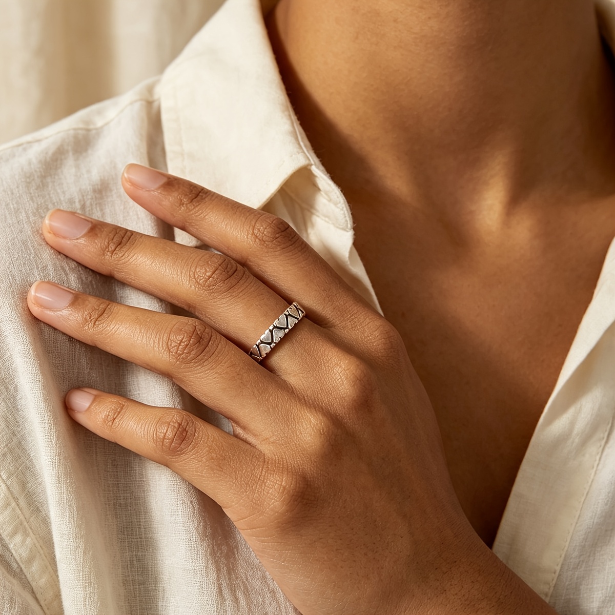 Women's Double-Layer Heart Vintage Ring, Gift for Her