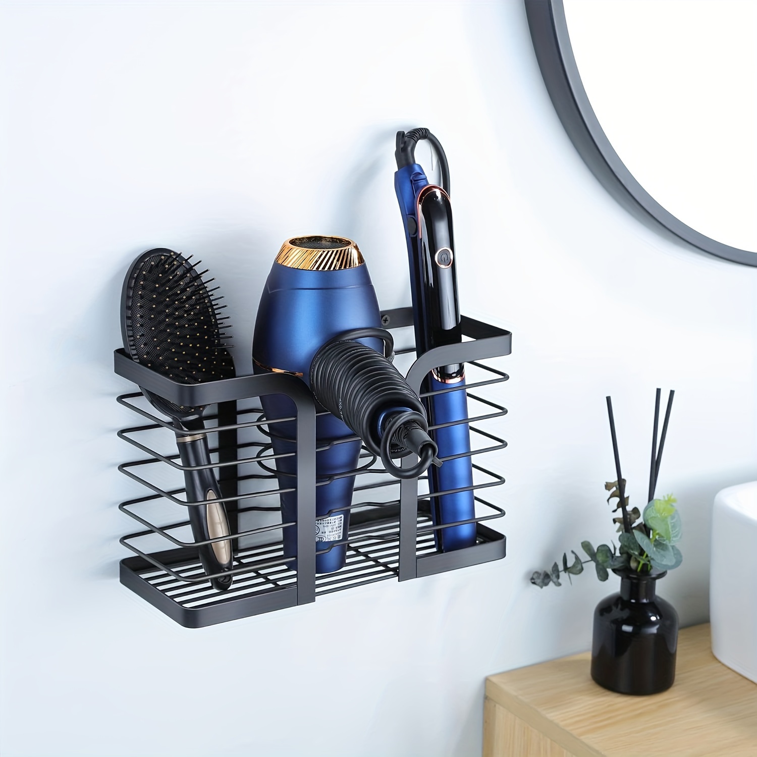 

-mounted Dryer Organizer: Styling 2 , Suitable For Irons, Curling Irons, Straighteners, And Shavers - For Bathroom, , Or