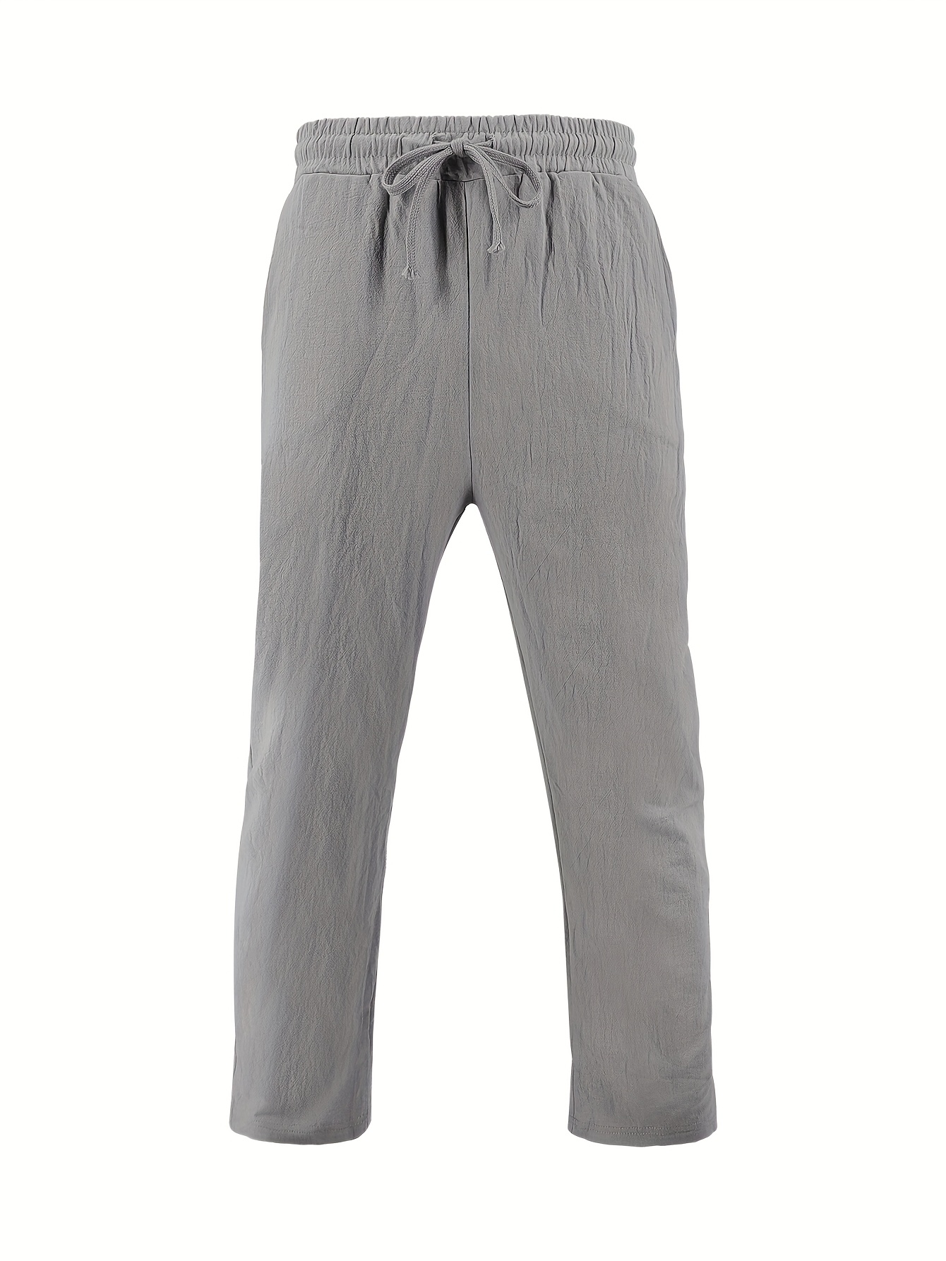 Men'S Summer Linen Casual Short Sleeve Shirt And Loose Beach Long Pants Set