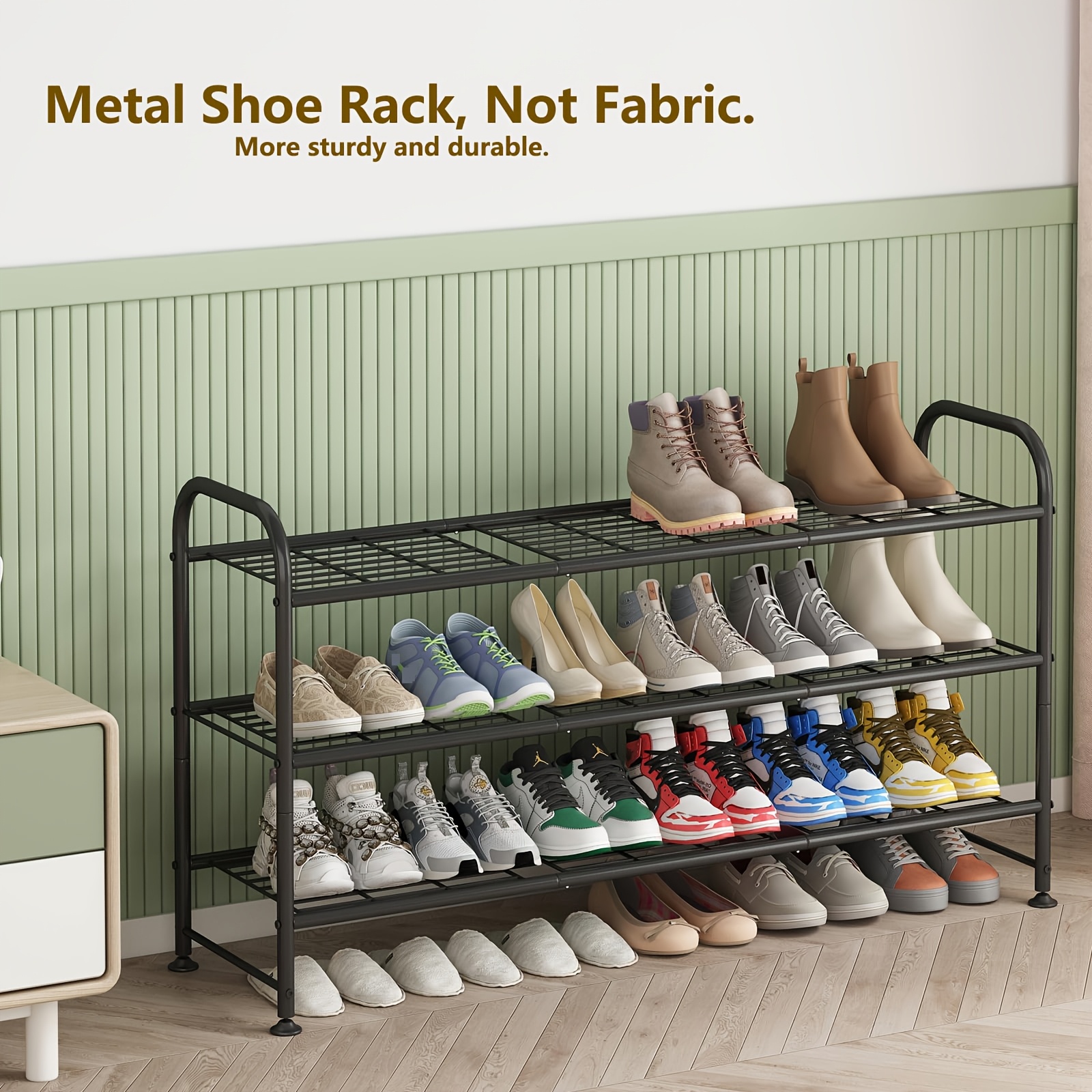 

Shoe Rack 3 Tier Storage Organizer For Closet Entryway Metal Black