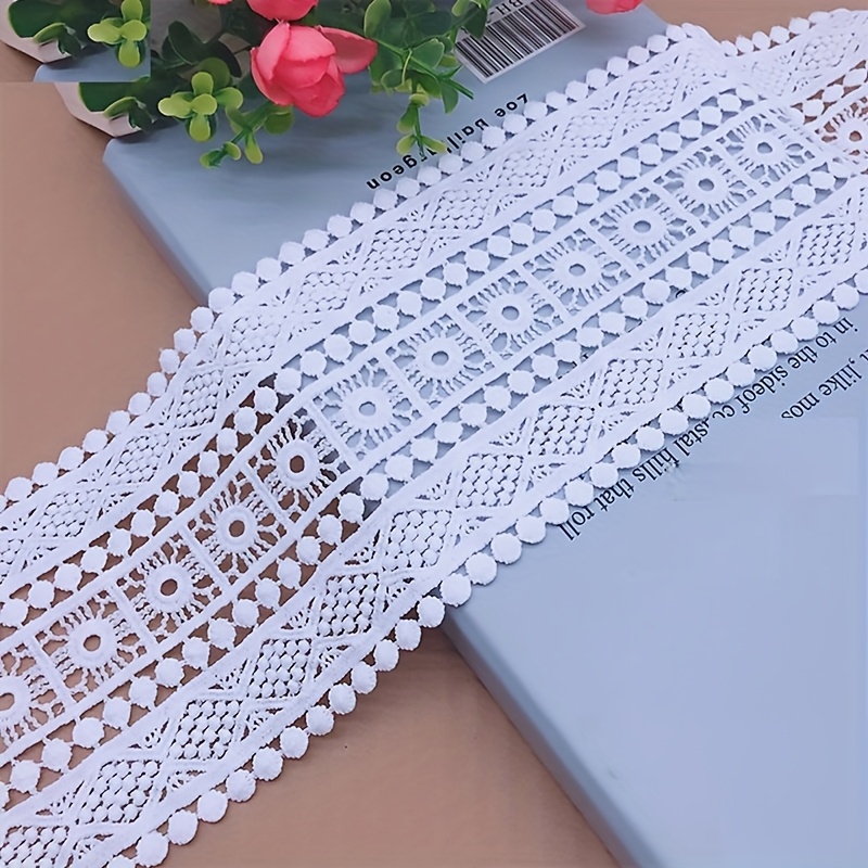 Image of 1yard/2yards Hollow Embroidery Lace, White Decorative Lace Trim, Handmade Craft Supplies