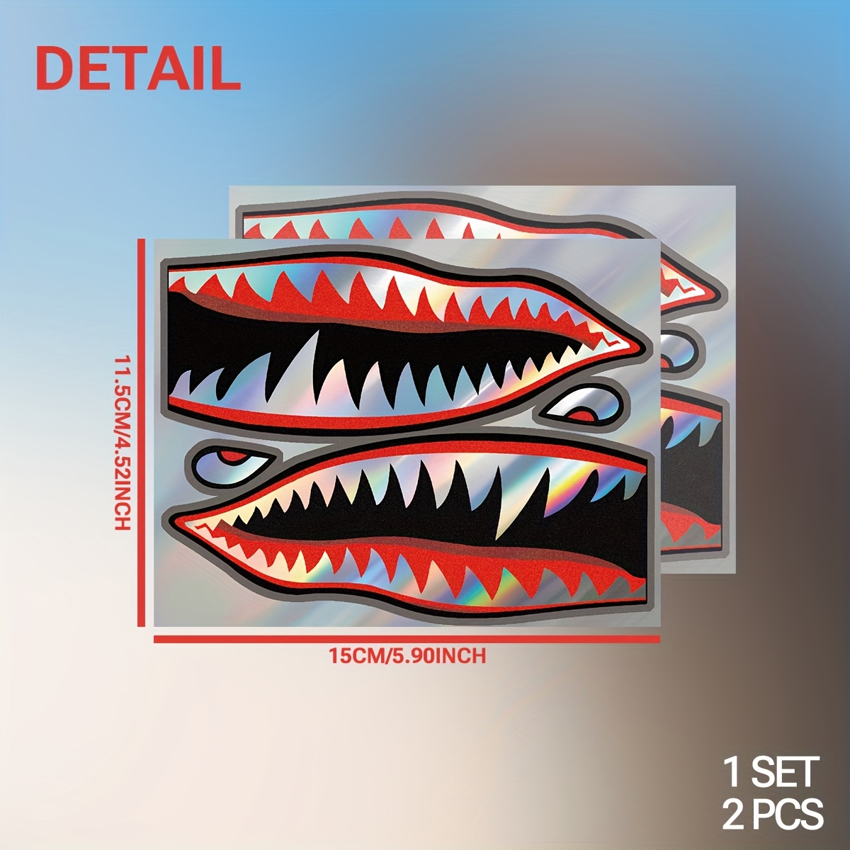 1 set van 2 haaienbek auto stickerstickers / ook geschikt - Temu Netherlands, image size:1200x1200