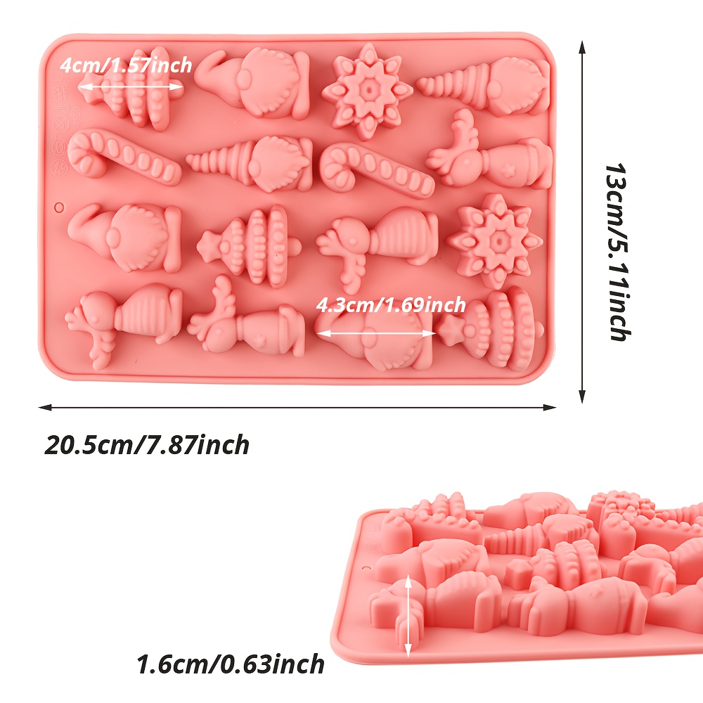 Image of 1 Adorable Christmas Silicone Candy Mold Featuring Christmas Tree, Santa Claus, Reindeer, And Snowflake Shapes. Perfect For Making Cake Decorations, Candies, Puddings, Crafts, , Candles, And More
