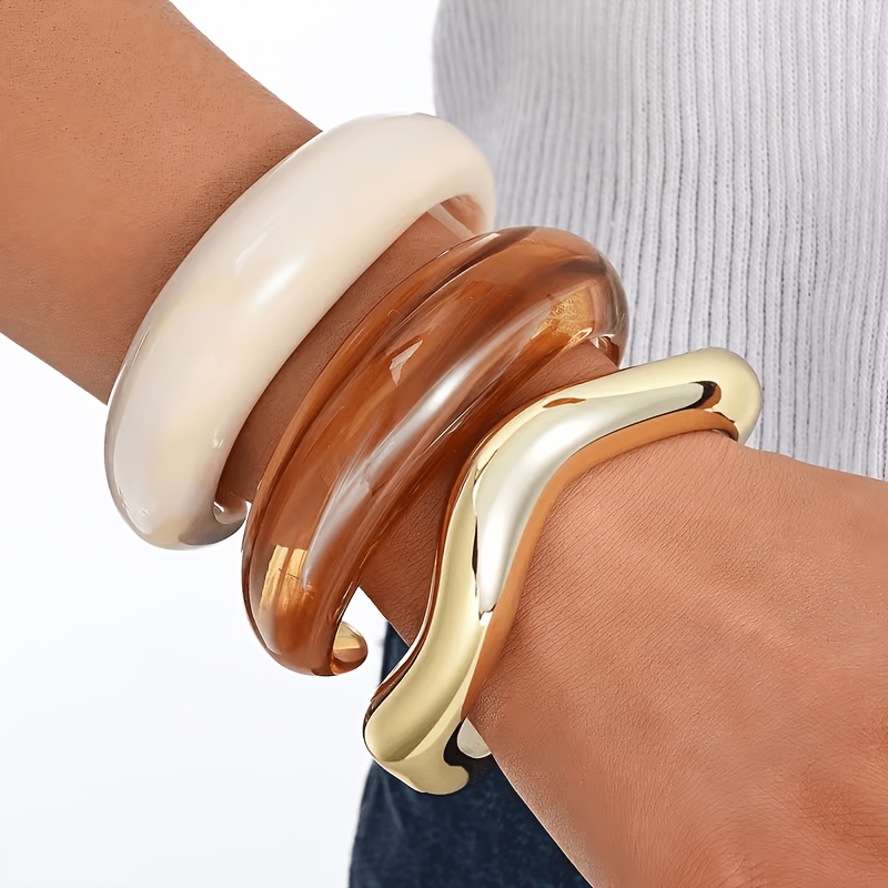 3pc Irregular Ring Halo Hand Bracelet Set, Unique Style