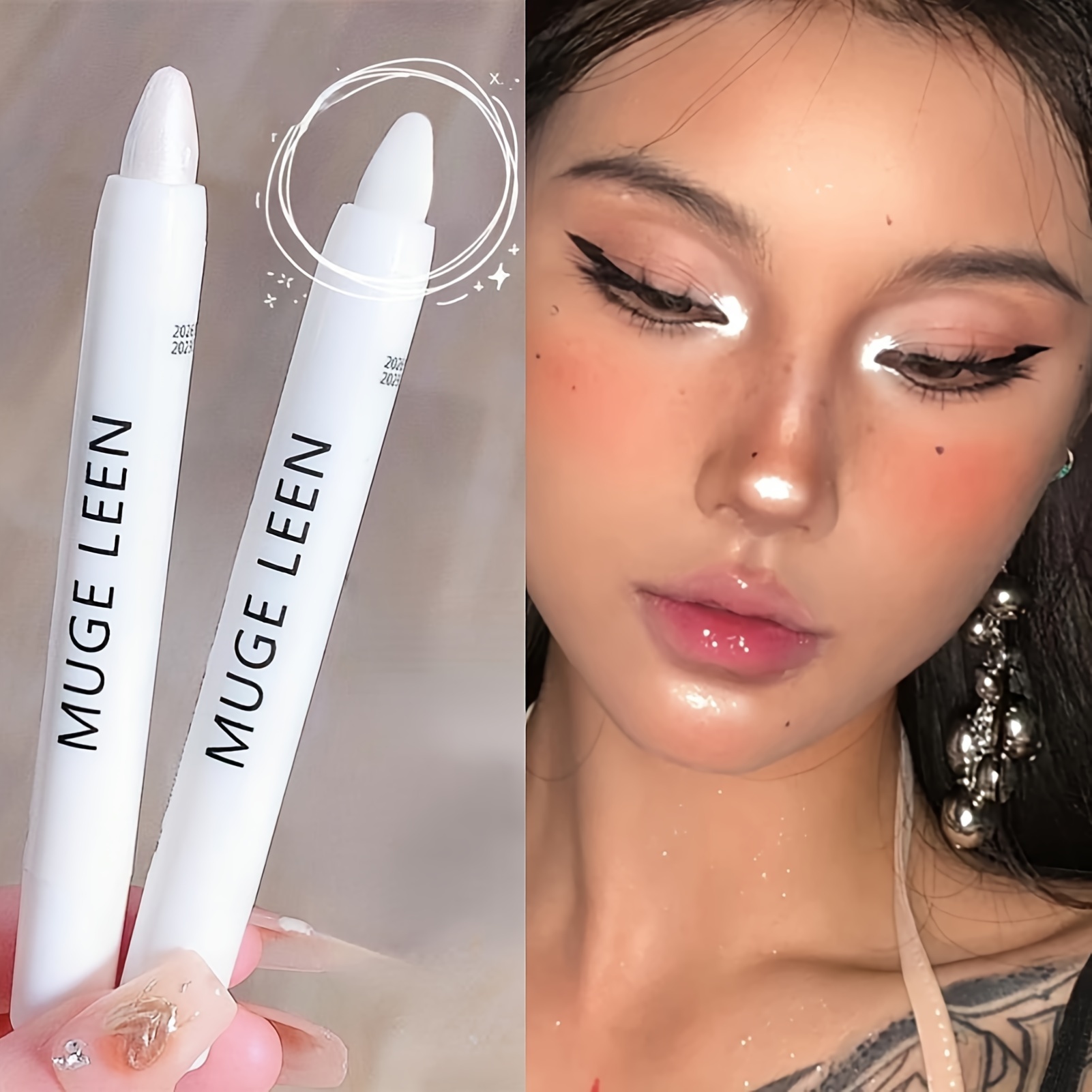 

1pc Sparkling Eye Highlighter Long-lasting Brightening Eye Corner Eyeshadow Pen Pearl White Glitter Shimmering Eye Cosmetics