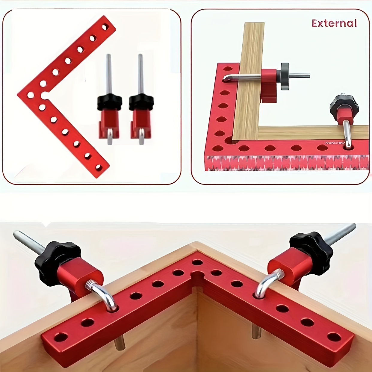 

1 Set Positioning Squares Right Angle Clamp, Woodworking Carpenter Corner Clamping Square Aluminum Alloy Fixing Clip Tool, For Frames, Cabinets, Boxes Or Drawers