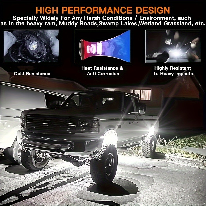 Underglow Neon Lights 4 Pods Led Rock Lights Car Trucks Utv - Temu