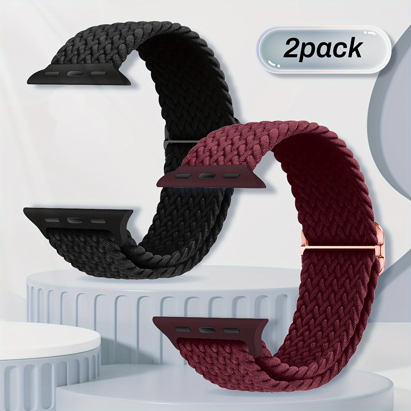 TEMU Set Of 2 Woven Nylon Watch Bands For Watch