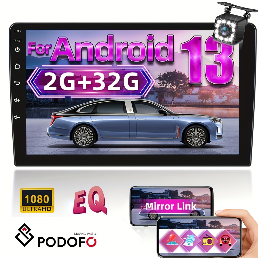 

Podofo 9" 2g+32g 13 Double Din Car Stereo -wireless, , Gps, Wifi, Swc, Rds/fm Radio, Touch Screen Car Radio With Reversing Camera 12 Lights