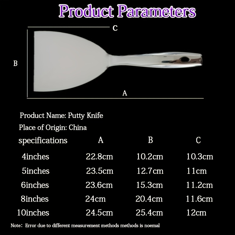 American-style High-End Professional Grade 420 Stainless Steel Full-Body Putty Knife, All-Stainless Steel Putty Knife, Cleaning Scraper, Spatula, Grout Trowel, Plaster and Putty Knife, Household Multi-Functional Thickened Scraper, Blade Not Included