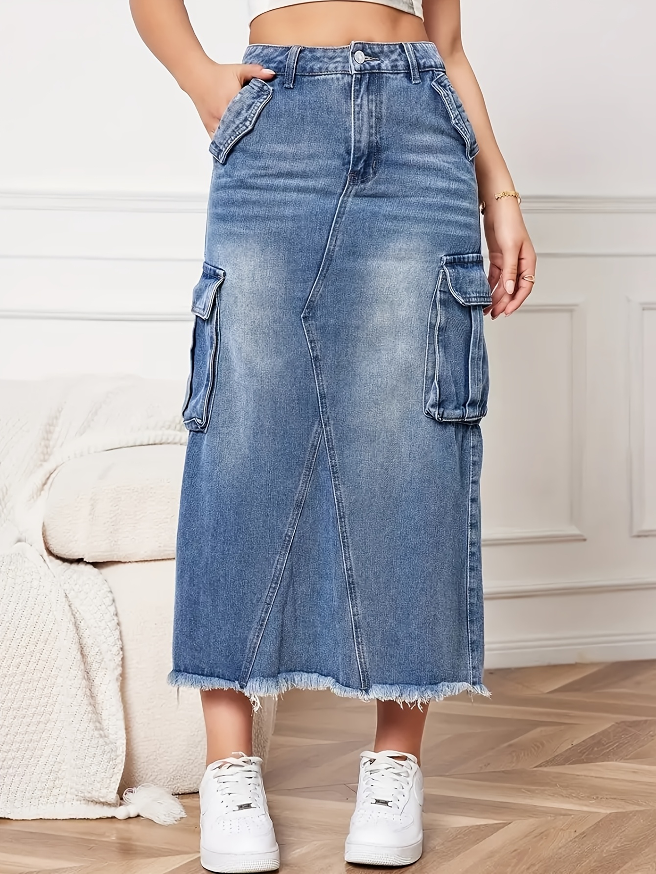 【mnem】Tukey denim skirt pants Sway Denim Midi Skirt – The Little Tichel Lady