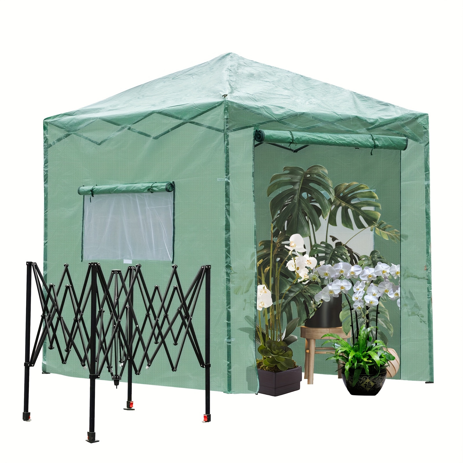 

8*6ft/8*8ft Plastic Sprayed Iron Pipe Pe Mesh Foldable Greenhouse Shed Green