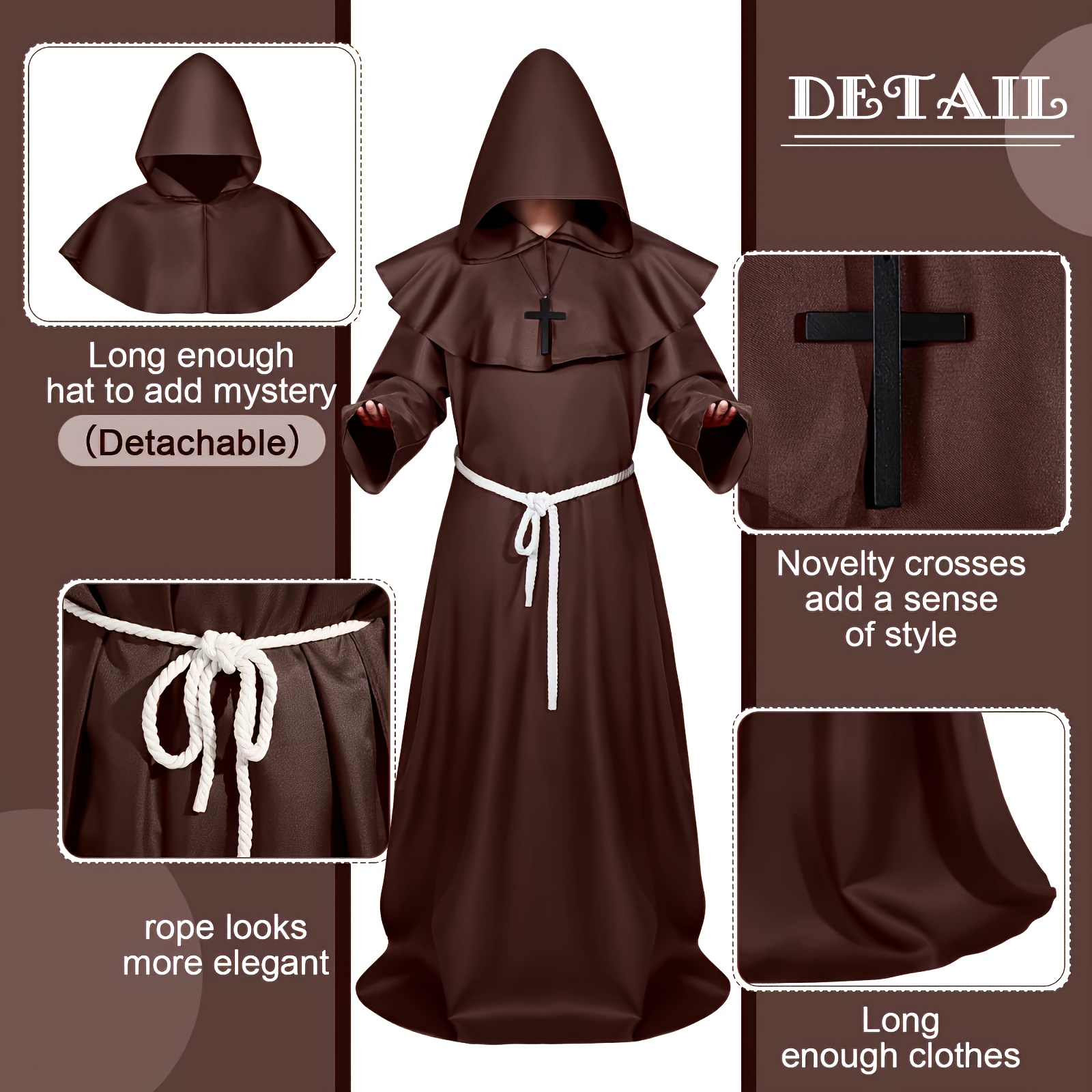 costume hommes femmes tenue robe à capuche Temu France