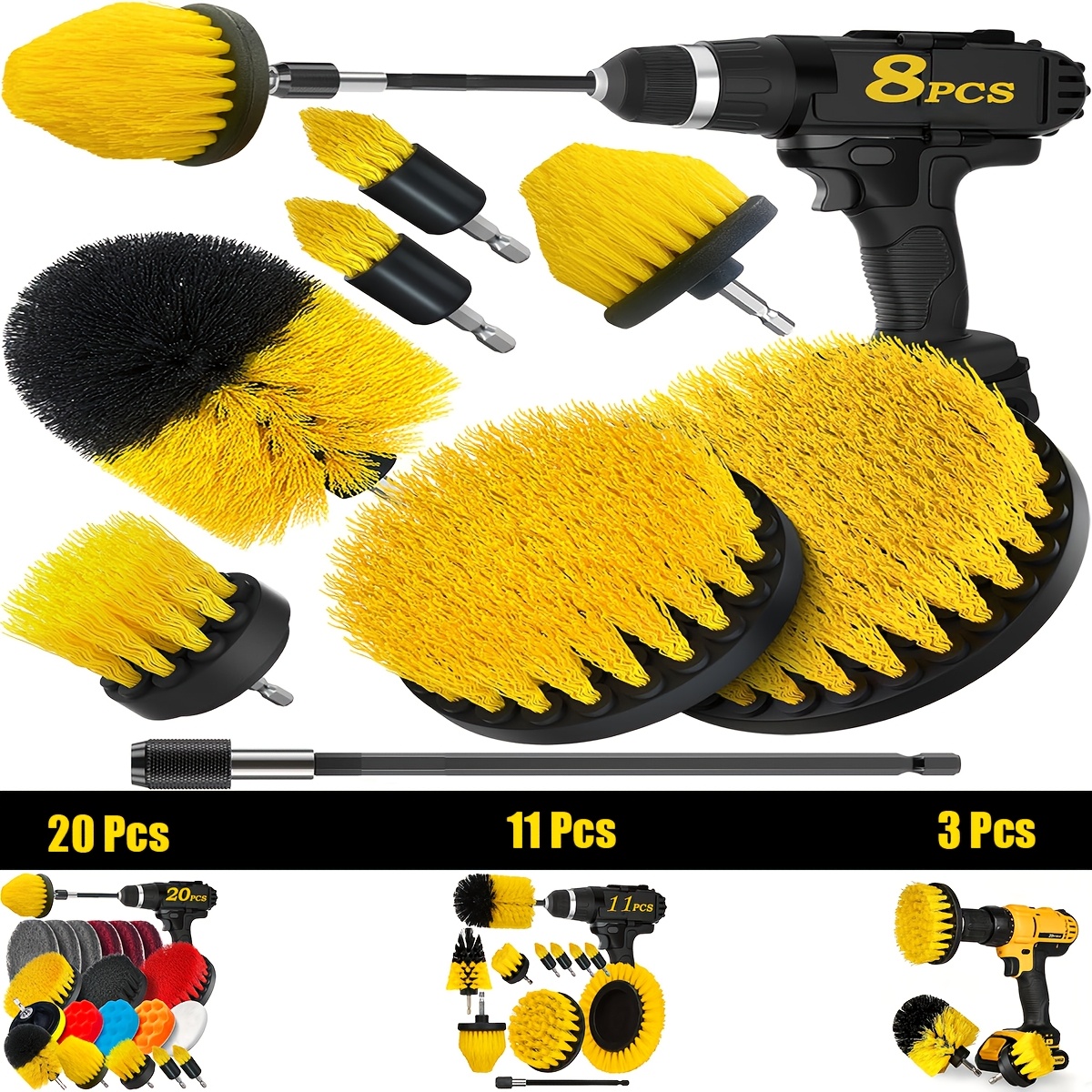 

20pcs/11pcs/8pcs/3pcs Set, Electric Scrubber Washing Kit, Multipurpose , For Grout , Bathtub , Bathroom, , Scrubbing Pad And , Polishing Pad