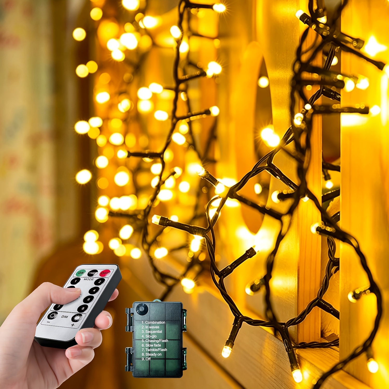 TEMU Battery Box Light String, Flashing Holiday String Lights, Remote Control With Dry Battery Power button Control, Outdoor String Lights, Christmas
