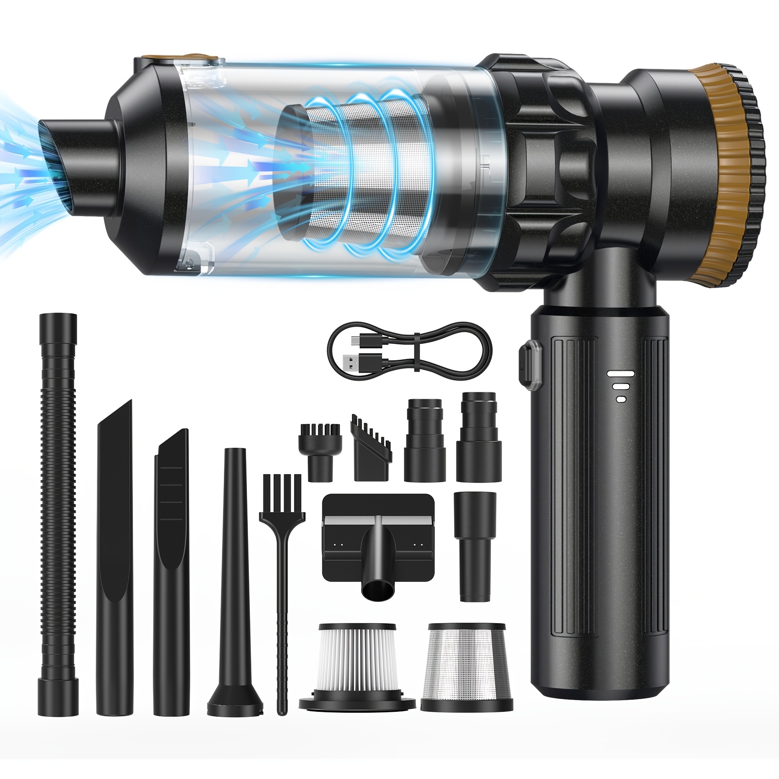 TEMU 28000pa Strong Suction High Vacuum Cleaner, With 0.3l Large Dust Cup & Easy-to-clean Durable Stainless Steel Filter; Multi-scene Vacuum For Car,