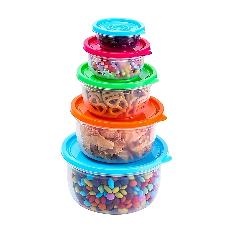 5 pack round plastic food storage containers with lids bpa free microwave safe   large capacity multipurpose fresh keeping boxes for refrigerator household use without electricity details 0