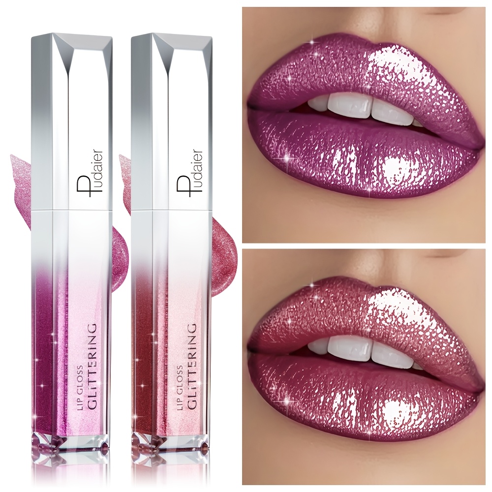 2 pack metallic lip gloss lip combo sparkling   smooth application long   hydration gorgeous metallic  