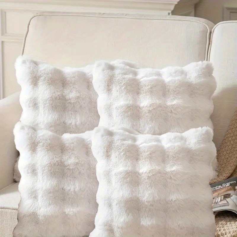 E-shop 4er-Set Winter-Creme-Stil Kunst-Blasen-Kissenbezug – Reißverschluss – Maschinenwaschbar – Geeignet für Halloween – Weihnachten – Erntedankfest –