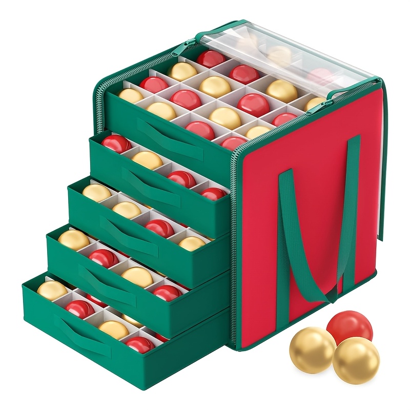 

A Holiday Decoration Storage Box With 4 Trays, Of Holding 100pcs Of Ornaments, 600d Oxford Cloth And Featuring A Lid.