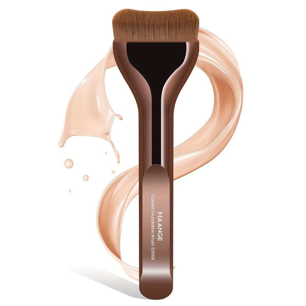 Image of Maange Aluminum Tube Makeup Brush | Curved Soft Bristle Foundation Brush For Application, Advanced Texture, Travel-friendly, Basic Makeup Wand, Ideal Mother's Day Gift